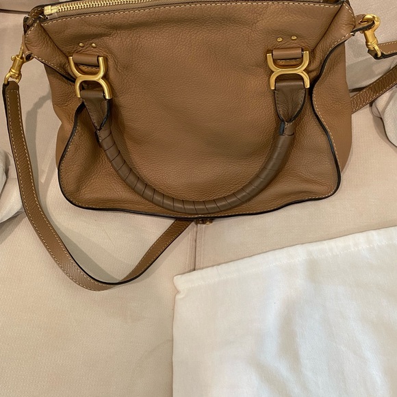 Chloé Medium Marcie Leather Satchel (Desert Taupe) - Picture 8 of 11